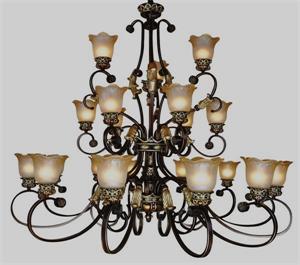 美式別墅客廳吊燈 大廳三層燈具廠(chǎng)家定制-5302-12+6+3