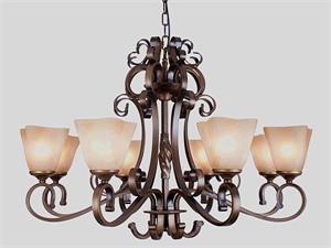 美式酒店大堂八頭吊燈 定制仿銅工程燈具-8032-8