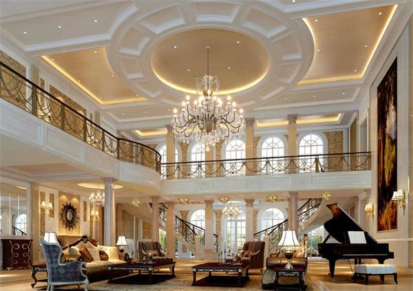 復式別墅客廳燈具設計定制案例效果圖