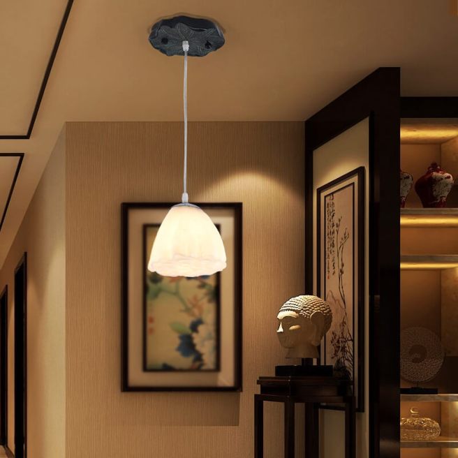 仿古中式風格蓮花吊燈|古典樹脂工藝蓮花形狀吊燈