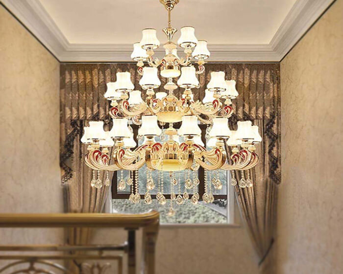 奢華別墅吊燈_別墅大堂吊燈非標定制