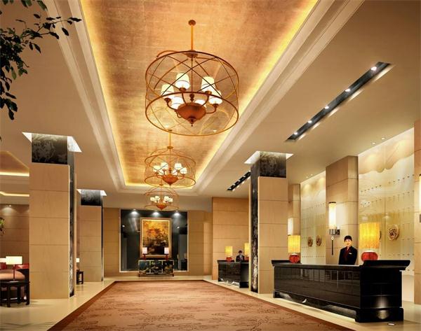 酒店大堂吊燈歐式風格工程案例效果圖 燈具廠家設計定制供貨