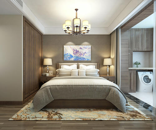 酒店客房新中式優質鐵藝烤漆吊燈燈具定制款設計效果圖