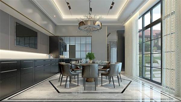 現代簡約風格別墅餐廳吊燈工程定制效果圖 燈具廠家一站式發貨