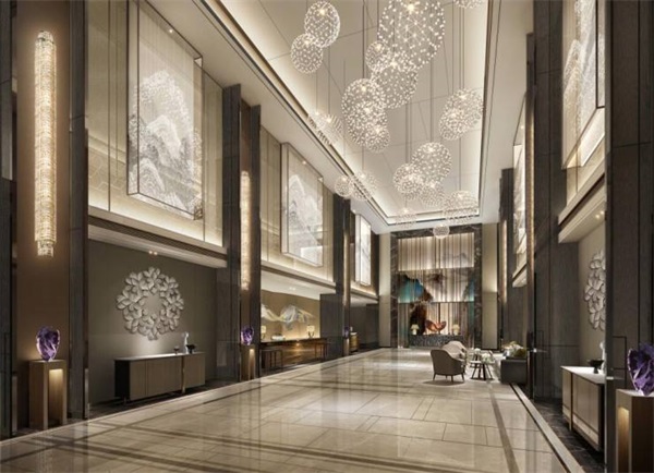 高檔星級酒店大堂藝術吊燈定制效果圖  一站式廠家調試安裝